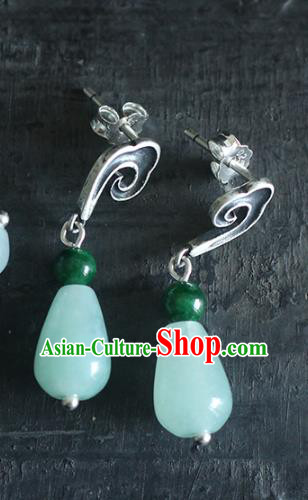 Handmade Chinese Classical Earrings Accessories Cheongsam Silver Ear Jewelry Traditional Jade Eardrop Handmade Chinese Classical Earrings Accessories Cheongsam Silver Ear Jewelry Traditional Jade Eardrop