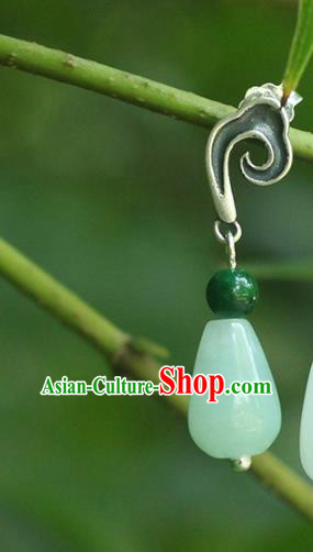 Handmade Chinese Classical Earrings Accessories Cheongsam Silver Ear Jewelry Traditional Jade Eardrop Handmade Chinese Classical Earrings Accessories Cheongsam Silver Ear Jewelry Traditional Jade Eardrop