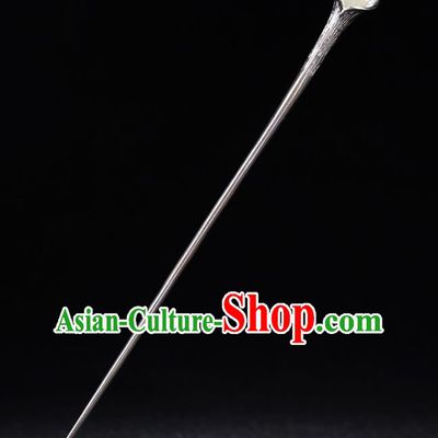 China National Jade Magnolia Hairpin Handmade Hair Jewelry Accessories Traditional Cheongsam Silver Hair Stick