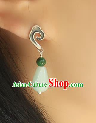 Handmade Chinese Classical Earrings Accessories Cheongsam Silver Ear Jewelry Traditional Jade Eardrop Handmade Chinese Classical Earrings Accessories Cheongsam Silver Ear Jewelry Traditional Jade Eardrop