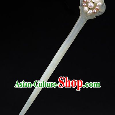 China National Pearls Shell Rose Hairpin Handmade Hair Jewelry Accessories Traditional Cheongsam Jade Hair Clip