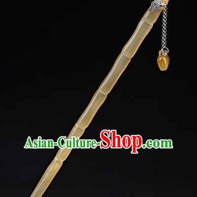 China National Ox Horn Hairpin Handmade Hair Jewelry Accessories Traditional Cheongsam Butterfly Tassel Hair Clip