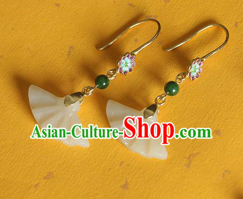 Handmade Chinese Classical Jade Fan Earrings Accessories Cheongsam Ear Jewelry Traditional Enamel Eardrop Handmade Chinese Classical Jade Fan Earrings Accessories Cheongsam Ear Jewelry Traditional Enamel Eardrop