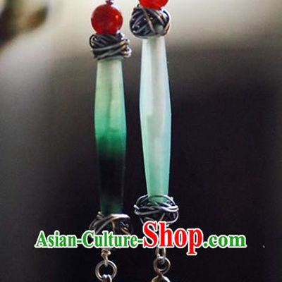 Handmade Chinese Traditional Coloured Glaze Eardrop Classical Cheongsam Earrings Accessories Silver Ear Jewelry