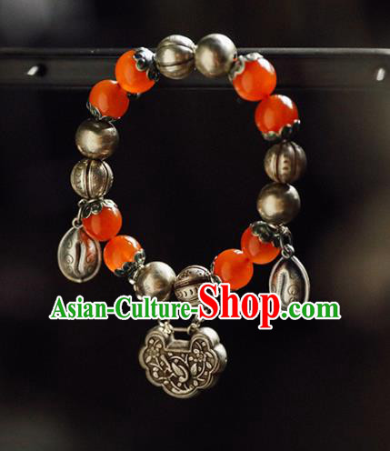 China Traditional Silver Beads Bracelet Accessories Classical Bangle Jewelry Agate Wristlet China Traditional Silver Beads Bracelet Accessories Classical Bangle Jewelry Agate Wristlet