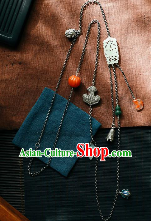 Chinese Handmade Ethnic Silver Necklet Classical Cheongsam Jewelry Accessories National Agate Pumpkin Necklace Chinese Handmade Ethnic Silver Necklet Classical Cheongsam Jewelry Accessories National Agate Pumpkin Necklace