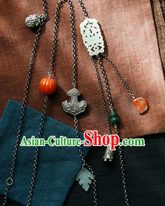 Chinese Handmade Ethnic Silver Necklet Classical Cheongsam Jewelry Accessories National Agate Pumpkin Necklace Chinese Handmade Ethnic Silver Necklet Classical Cheongsam Jewelry Accessories National Agate Pumpkin Necklace