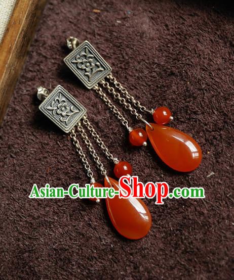 Handmade Chinese Traditional Wedding Silver Eardrop Classical Cheongsam Earrings Accessories Agate Ear Jewelry Handmade Chinese Traditional Wedding Silver Eardrop Classical Cheongsam Earrings Accessories Agate Ear Jewelry