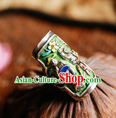 China Traditional Cloisonne Circlet Handmade Jewelry Accessories National Wedding Silver Ring China Traditional Cloisonne Circlet Handmade Jewelry Accessories National Wedding Silver Ring