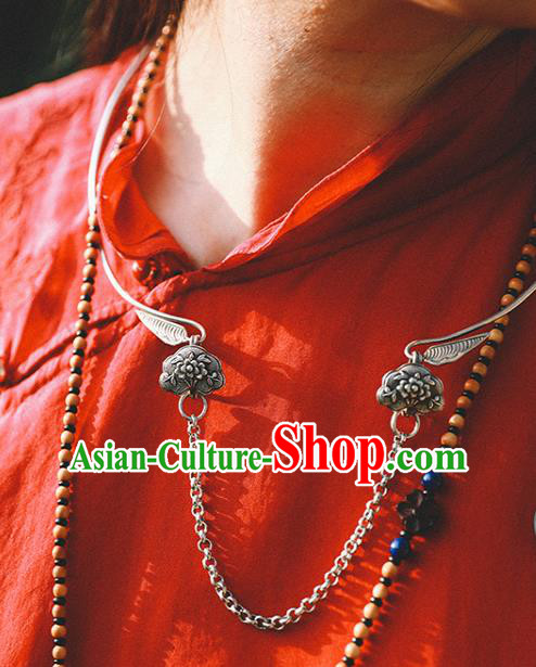 Chinese Ethnic Silver Plum Blossom Necklet Classical Cheongsam Jewelry Accessories Handmade National Necklace Chinese Ethnic Silver Plum Blossom Necklet Classical Cheongsam Jewelry Accessories Handmade National Necklace