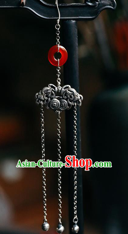 Handmade Chinese Traditional Agate Eardrop Classical Cheongsam Earrings Accessories Silver Tassel Ear Jewelry Handmade Chinese Traditional Agate Eardrop Classical Cheongsam Earrings Accessories Silver Tassel Ear Jewelry