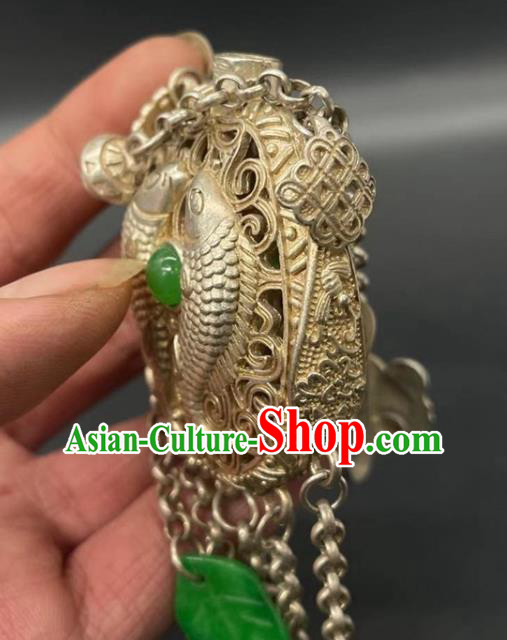 Chinese Handmade National Chrysoprase Sachet Pendant Cheongsam Jewelry Classical Golden Waist Accessories Chinese Handmade National Chrysoprase Sachet Pendant Cheongsam Jewelry Classical Golden Waist Accessories