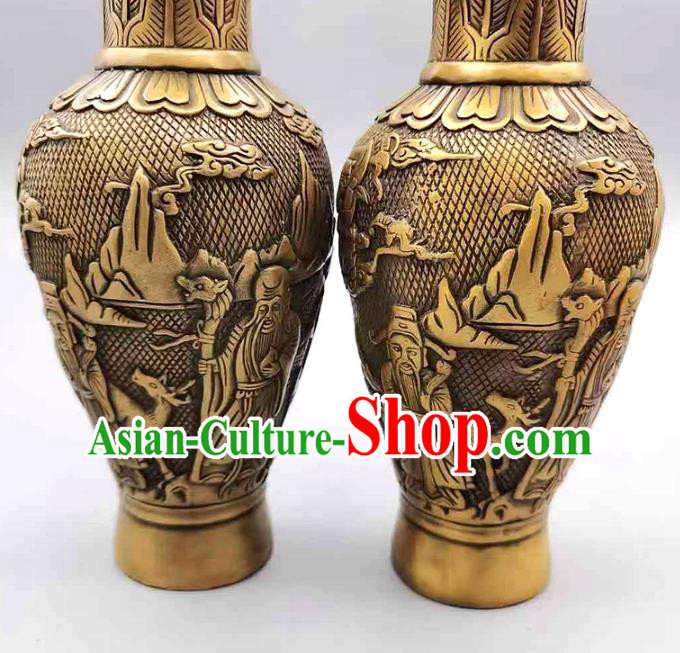 Handmade Chinese Carving Crane Flower Jardiniere Ornaments Brass Vase Accessories Handmade Chinese Carving Crane Flower Jardiniere Ornaments Brass Vase Accessories