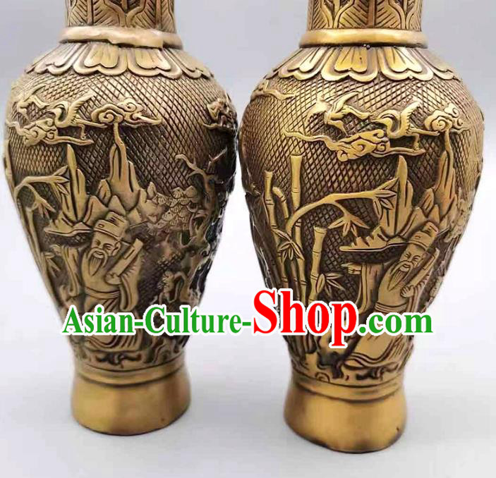 Handmade Chinese Carving Crane Flower Jardiniere Ornaments Brass Vase Accessories Handmade Chinese Carving Crane Flower Jardiniere Ornaments Brass Vase Accessories