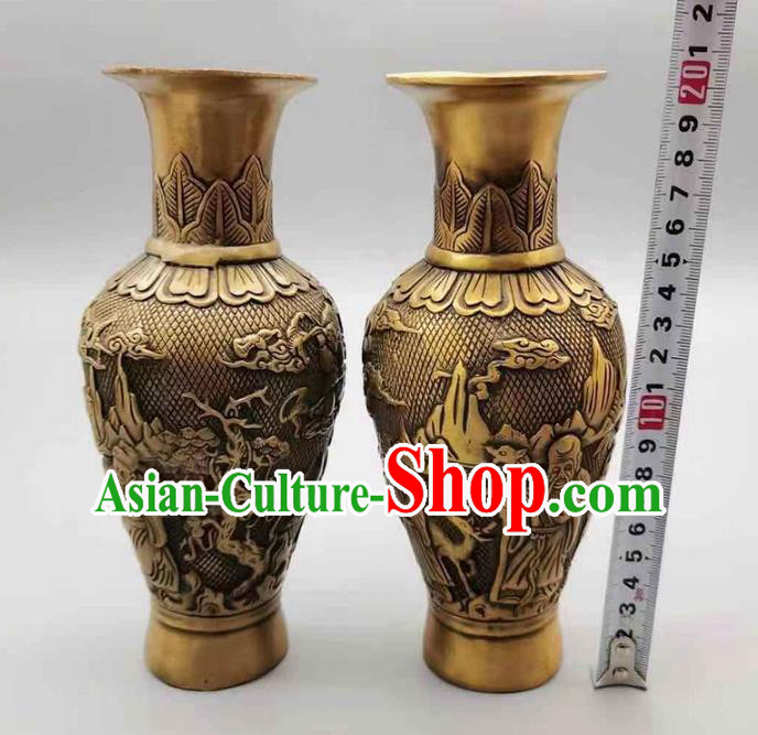Handmade Chinese Carving Crane Flower Jardiniere Ornaments Brass Vase Accessories Handmade Chinese Carving Crane Flower Jardiniere Ornaments Brass Vase Accessories
