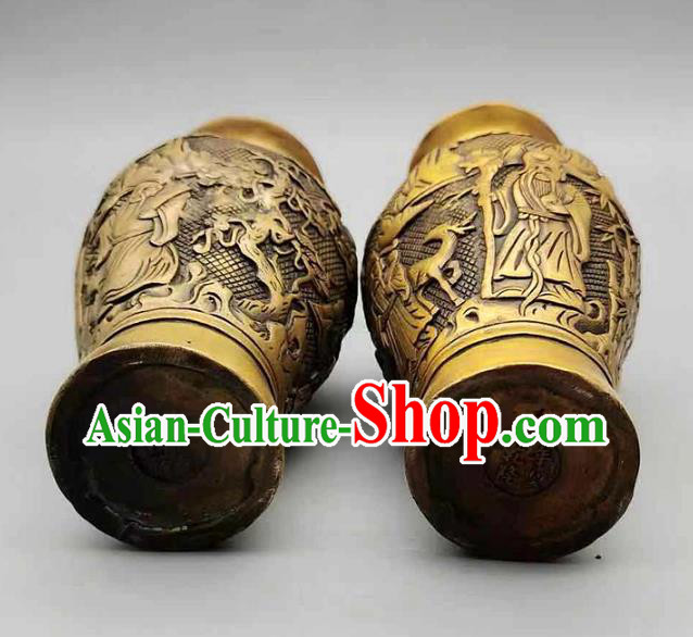 Handmade Chinese Carving Crane Flower Jardiniere Ornaments Brass Vase Accessories Handmade Chinese Carving Crane Flower Jardiniere Ornaments Brass Vase Accessories