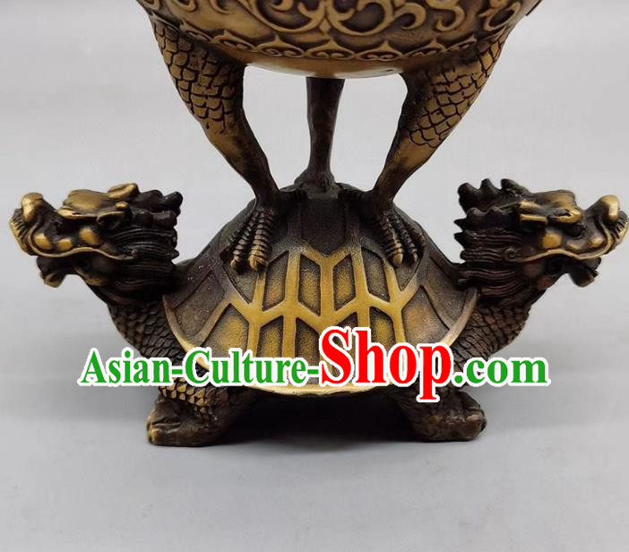 Handmade Chinese Carving Tortoise Crane Censer Ornaments Traditional Brass Incense Burner Accessories Handmade Chinese Carving Tortoise Crane Censer Ornaments Traditional Brass Incense Burner Accessories
