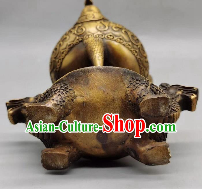 Handmade Chinese Carving Tortoise Crane Censer Ornaments Traditional Brass Incense Burner Accessories Handmade Chinese Carving Tortoise Crane Censer Ornaments Traditional Brass Incense Burner Accessories