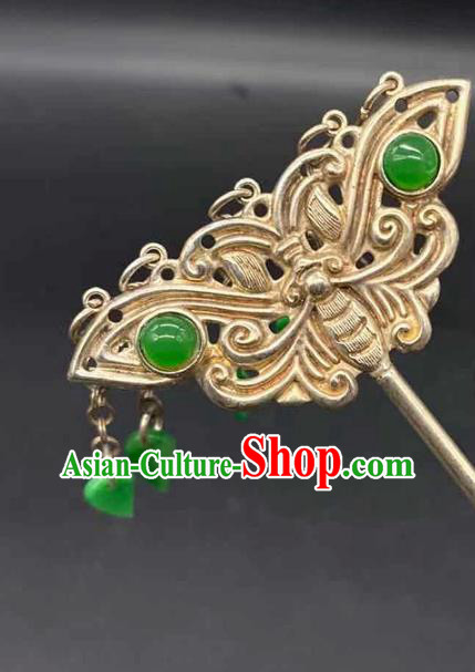 China Traditional Hair Accessories Classical Silver Carving Butterfly Hairpin Handmade Tassel Hair Stick China Traditional Hair Accessories Classical Silver Carving Butterfly Hairpin Handmade Tassel Hair Stick