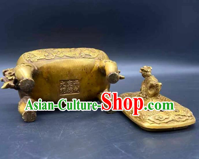 Handmade Chinese Carving Dragon Censer Ornaments Traditional Brass Incense Burner Accessories Handmade Chinese Carving Dragon Censer Ornaments Traditional Brass Incense Burner Accessories