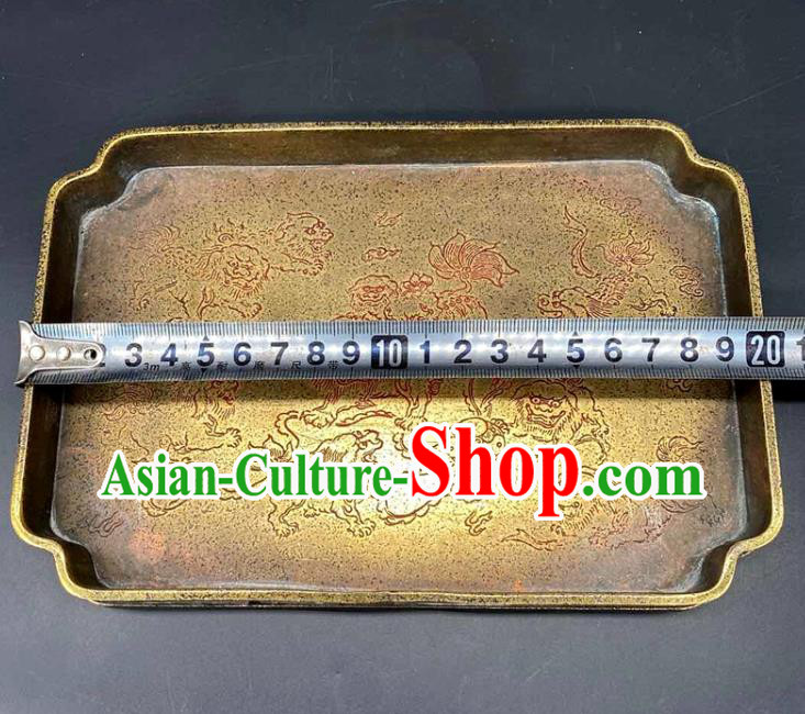 Handmade Chinese Carving Lion Tray Ornaments Traditional Brass Salver Accessories Handmade Chinese Carving Lion Tray Ornaments Traditional Brass Salver Accessories