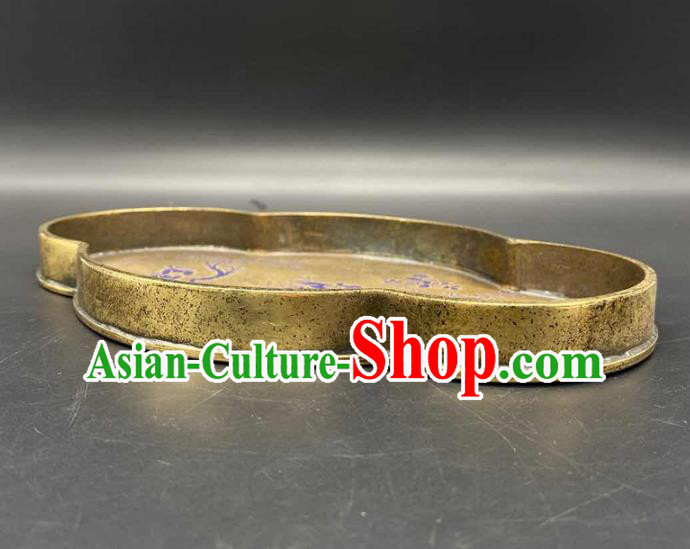 Handmade Chinese Traditional Brass Salver Accessories Lacquer Painting Tray Ornaments Handmade Chinese Traditional Brass Salver Accessories Lacquer Painting Tray Ornaments