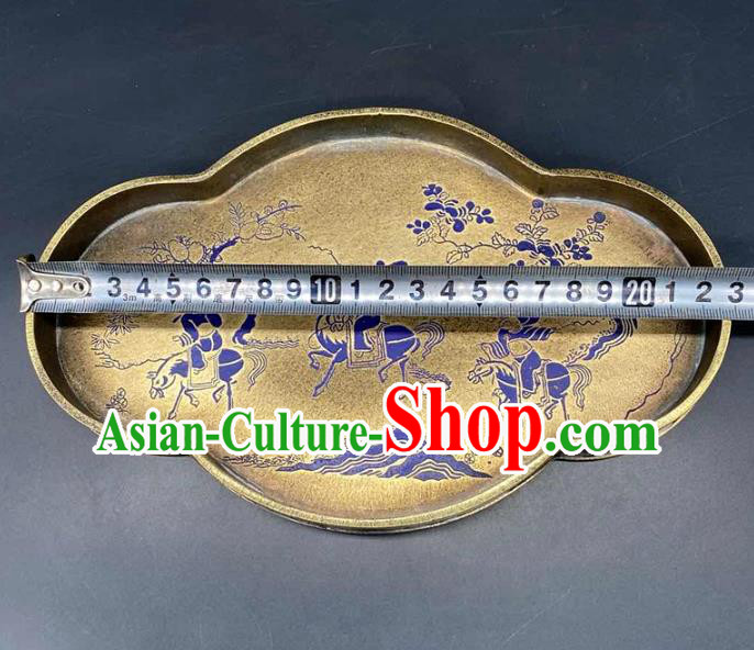 Handmade Chinese Traditional Brass Salver Accessories Lacquer Painting Tray Ornaments Handmade Chinese Traditional Brass Salver Accessories Lacquer Painting Tray Ornaments