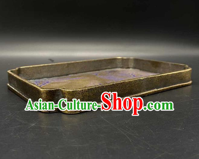 Handmade Chinese Lacquer Painting Tray Ornaments Traditional Brass Salver Accessories Teaboard Handmade Chinese Lacquer Painting Tray Ornaments Traditional Brass Salver Accessories Teaboard
