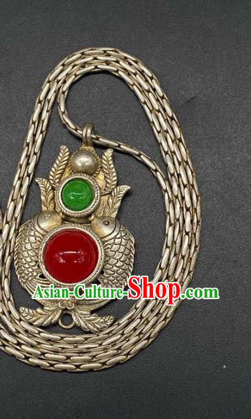 Chinese Handmade National Silver Necklace Pendant Jewelry Classical Ethnic Necklet Accessories Chinese Handmade National Silver Necklace Pendant Jewelry Classical Ethnic Necklet Accessories