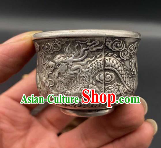Handmade Chinese Carving Dragon Cup Ornaments Traditional Copper Craft Tasse Teacup Handmade Chinese Carving Dragon Cup Ornaments Traditional Copper Craft Tasse Teacup