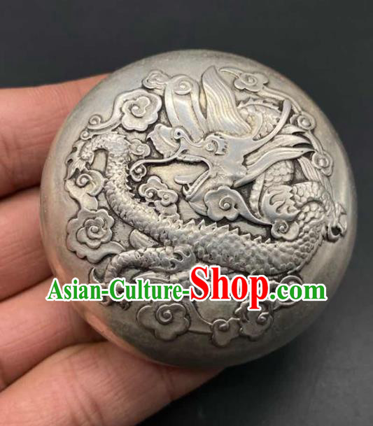 Handmade Chinese Carving Dragon Powder Box Ornaments Traditional Copper Craft Rouge Box Handmade Chinese Carving Dragon Powder Box Ornaments Traditional Copper Craft Rouge Box
