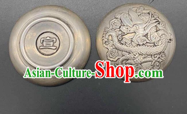 Handmade Chinese Carving Dragon Powder Box Ornaments Traditional Copper Craft Rouge Box Handmade Chinese Carving Dragon Powder Box Ornaments Traditional Copper Craft Rouge Box
