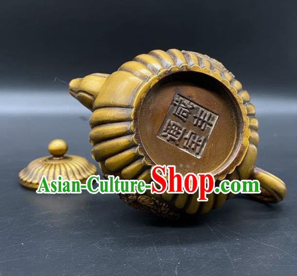 Handmade Chinese Carving Dragon Teapot Ornaments Traditional Brass Craft Teakettle Handmade Chinese Carving Dragon Teapot Ornaments Traditional Brass Craft Teakettle