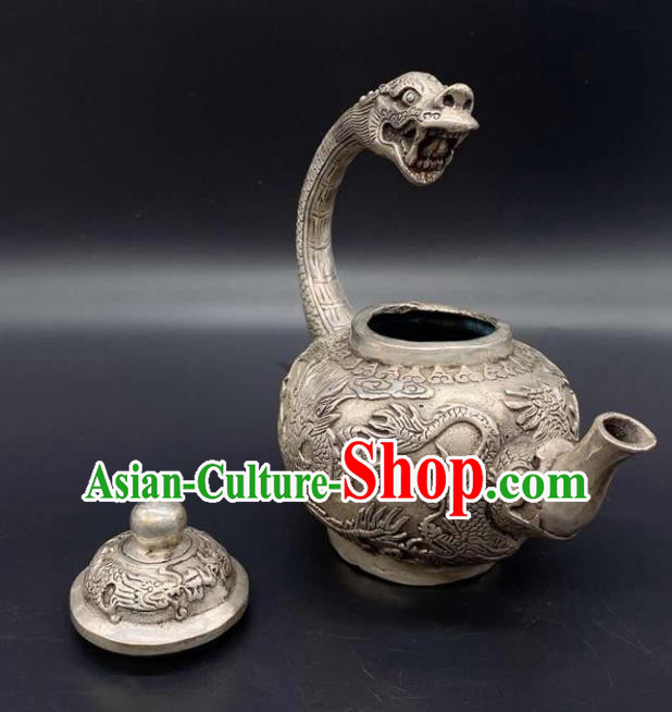 Handmade Chinese Carving Dragon Teapot Ornaments Traditional Brass Craft Flagon Handmade Chinese Carving Dragon Teapot Ornaments Traditional Brass Craft Flagon