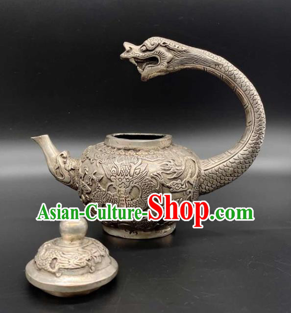 Handmade Chinese Carving Dragon Teapot Ornaments Traditional Brass Craft Flagon Handmade Chinese Carving Dragon Teapot Ornaments Traditional Brass Craft Flagon