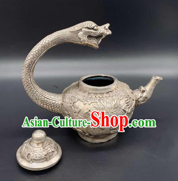 Handmade Chinese Carving Dragon Teapot Ornaments Traditional Brass Craft Flagon Handmade Chinese Carving Dragon Teapot Ornaments Traditional Brass Craft Flagon