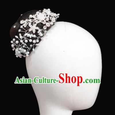 Traditional China Handmade Fan Dance Wig Chignon Stage Show Hair Accessories Folk Dance Headwear