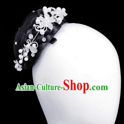 Traditional China Handmade Fan Dance Wig Chignon Stage Show Hair Accessories Folk Dance Headdress