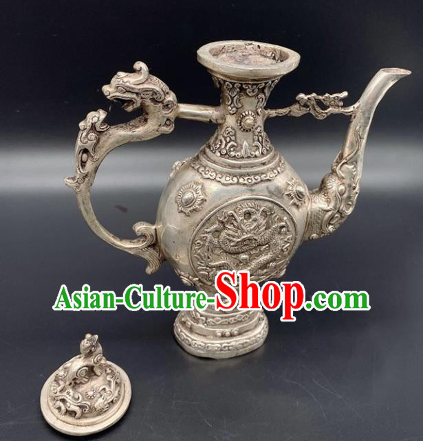 Handmade Chinese Carving Dragon Flagon Ornaments Traditional Brass Craft Wine Pot Handmade Chinese Carving Dragon Flagon Ornaments Traditional Brass Craft Wine Pot