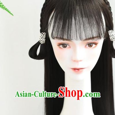China Handmade Ancient Young Lady Wig Sheath Traditional Ming Dynasty Princess Wiggery Headdress