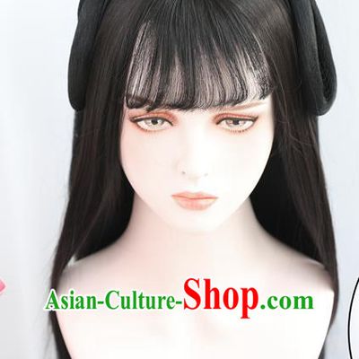 China Traditional Ming Dynasty Wiggery Headdress Handmade Ancient Country Lady Wig Sheath Hair Clasp
