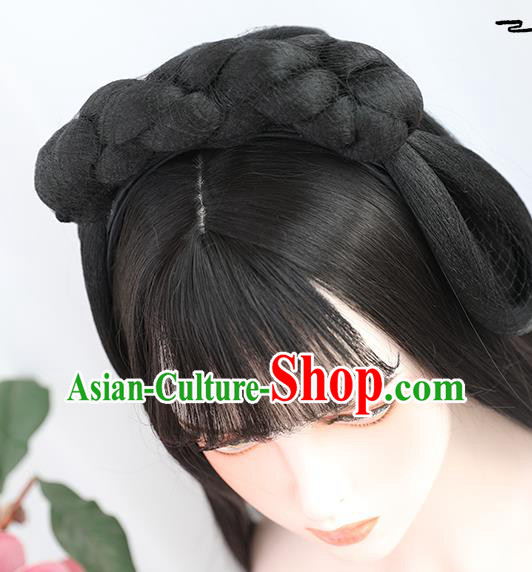 China Traditional Ming Dynasty Wiggery Headdress Handmade Ancient Country Lady Wig Sheath Hair Clasp China Traditional Ming Dynasty Wiggery Headdress Handmade Ancient Country Lady Wig Sheath Hair Clasp