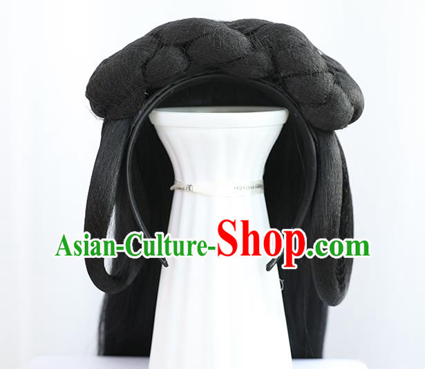 China Traditional Ming Dynasty Wiggery Headdress Handmade Ancient Country Lady Wig Sheath Hair Clasp China Traditional Ming Dynasty Wiggery Headdress Handmade Ancient Country Lady Wig Sheath Hair Clasp