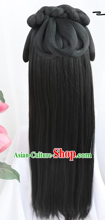 China Traditional Ming Dynasty Wiggery Headdress Handmade Ancient Country Lady Wig Sheath Hair Clasp China Traditional Ming Dynasty Wiggery Headdress Handmade Ancient Country Lady Wig Sheath Hair Clasp