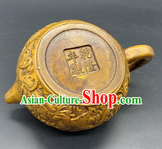 Handmade Chinese Carving Dragon Teapot Ornaments Traditional Brass Craft Copper Kettle Handmade Chinese Carving Dragon Teapot Ornaments Traditional Brass Craft Copper Kettle