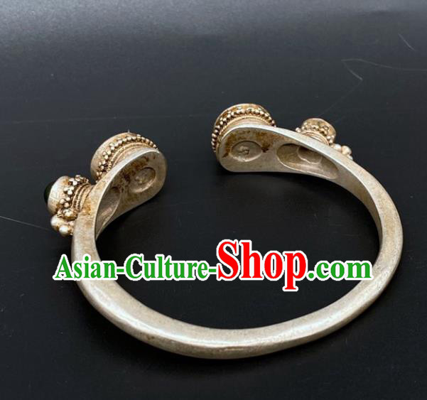 China National Silver Bracelet Handmade Jewelry Accessories Traditional Qing Dynasty Gems Bangle China National Silver Bracelet Handmade Jewelry Accessories Traditional Qing Dynasty Gems Bangle