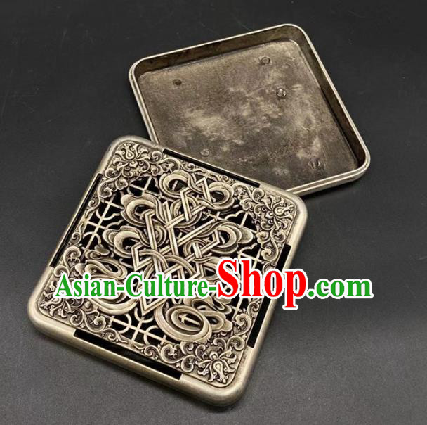 Handmade Chinese Carving Ink Box Ornaments Traditional Brass Craft Cupronickel Ink Cartridge Handmade Chinese Carving Ink Box Ornaments Traditional Brass Craft Cupronickel Ink Cartridge