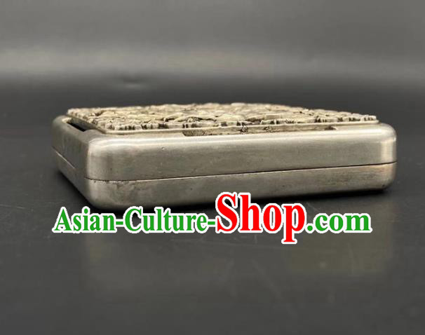 Handmade Chinese Carving Peony Ink Box Ornaments Traditional Brass Craft Cupronickel Ink Cartridge Handmade Chinese Carving Peony Ink Box Ornaments Traditional Brass Craft Cupronickel Ink Cartridge