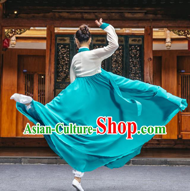 Handmade Chinese Classical Dance Clothing Traditional Korean Nationality Dance Green Dress Handmade Chinese Classical Dance Clothing Traditional Korean Nationality Dance Green Dress