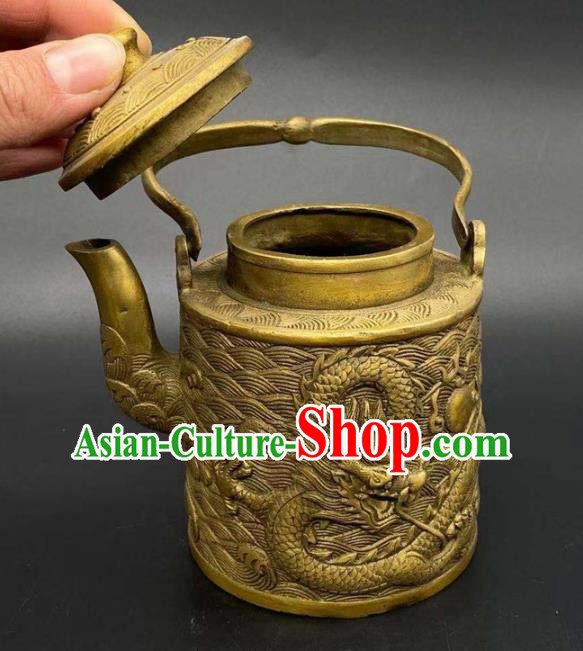 andmade Chinese Carving Dragon Teapot Ornaments Traditional Brass Kettle Accessories andmade Chinese Carving Dragon Teapot Ornaments Traditional Brass Kettle Accessories